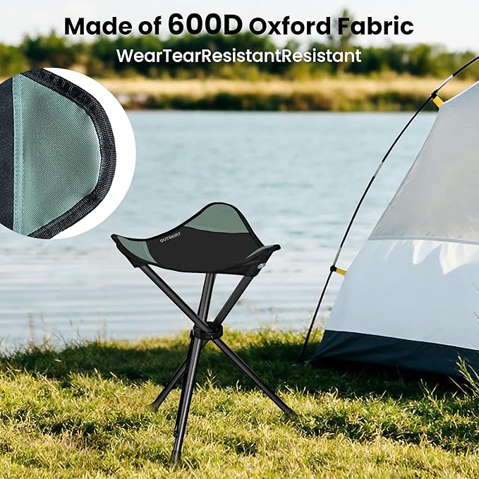 OUTSKIRT Camping Folding Tripod Stools Portable Camping Stools 2 Pack Extra Tall for Adults High Lightweight Camping Stool Tripod Chairs for Fishing Hiking Backpacking