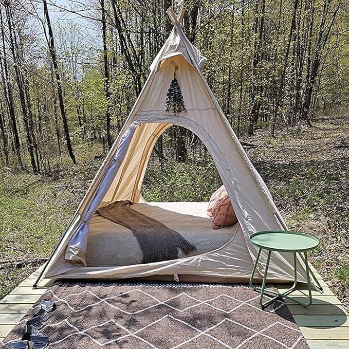 Dream House Three-Season Cotton Canvas Camping Pyramid Tent for 2~3 Person