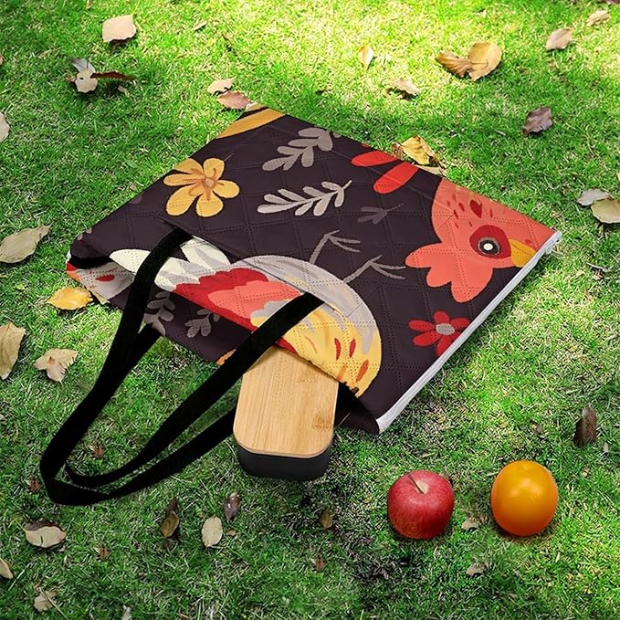 Zipper Cute Rooster Chickens Style Picnic Mat Suitable for Travel Camping Park Or Home Use