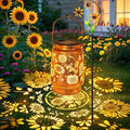 Sunflower Solar Lanterns Outdoor Waterproof Gifts for Women Mom Grandma Birthday Metal Hanging Lantern Solar Lights LED Decoration with Shepherd Hook Outside for Yard Patio Porch Garden Decor