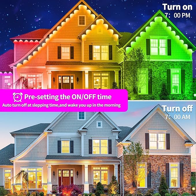 200Ft Permanent Outdoor Lights for House Waterproof IP67 LED Eave Lights with App/Remote Control Outdoor Permanent led Lighting for House Roof DecorChristmasPartyAll Holiday and Daily