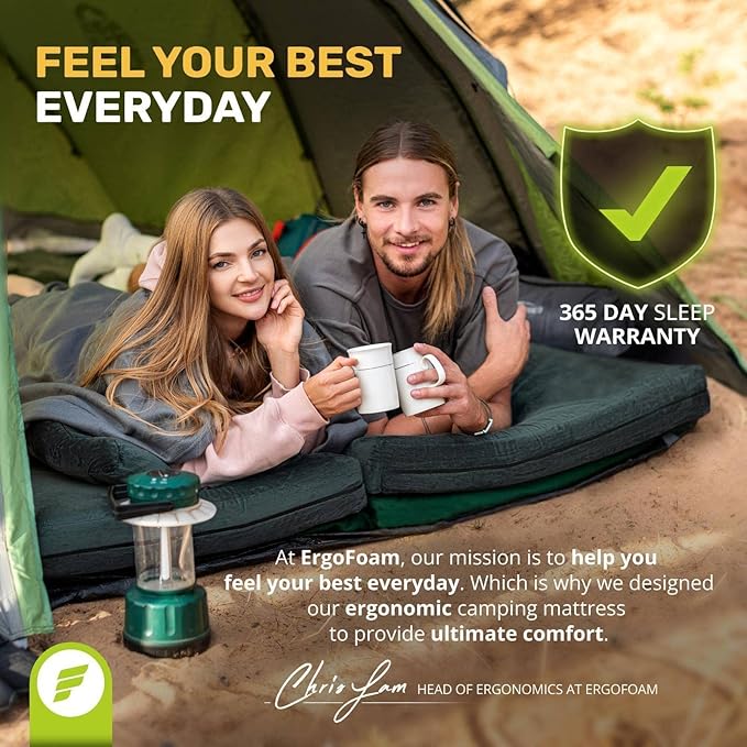 Sleeping Pad for Camping Mattress – Thick Extra Supportive 2-Layer Foldable Mattress with High-Density Foam &amp Memory Foam – Water-Resistant Nonslip Portable Bed by ErgoFoam