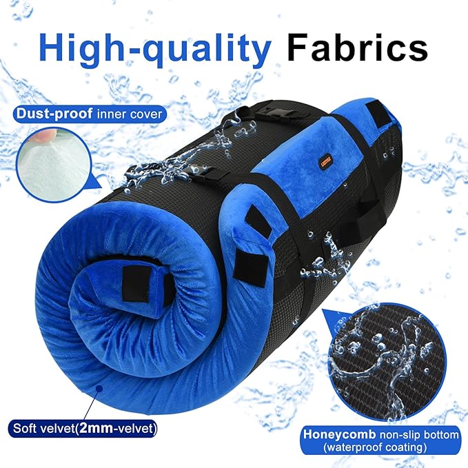 Memory Foam Camping Mattress pad Sleeping Mat for Adults with Non-Slip Bottom Portable Roll Up Mattress Cot Pad for Car Camping(Twin XL Blue)