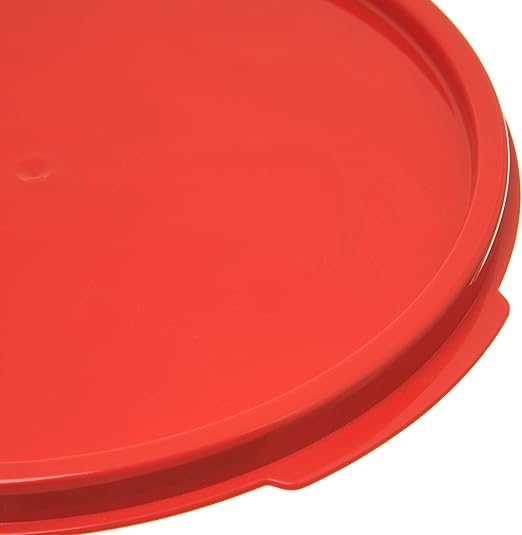 Carlisle FoodService Products Storplus Round Food Storage Container Lid with Stackable Design for Catering Buffets Restaurants Polypropylene (Pp) 6 To 8 Quarts Red (Pack of 12)