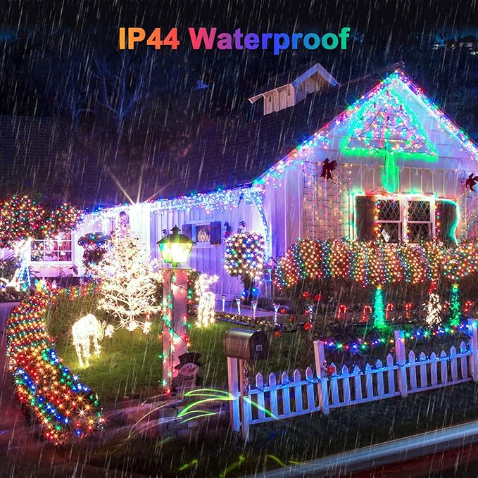 JMEXSUSS 360 LED 12ft x 5ft Christmas Net Lights Outdoor Connectable Bush Christmas Lights with Remote Waterproof Multicolor Christmas Lights Plug in for Bushes Shrubs Christmas Decorations