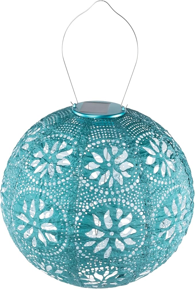 Allsop Soji Stella - Brights Geo Palm - 12 Outdoor Solar Lantern - Mineral Green