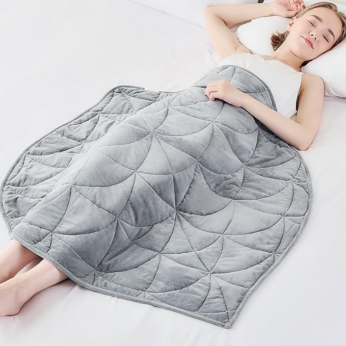 Weighted Lap Blanket 7 lbs for Adults Luxury Soft Small Weighted Blanket Compact Portable Weighted Lap Pad for Relaxation Sleeping Travel All-Season Use Light Grey 40 x 52