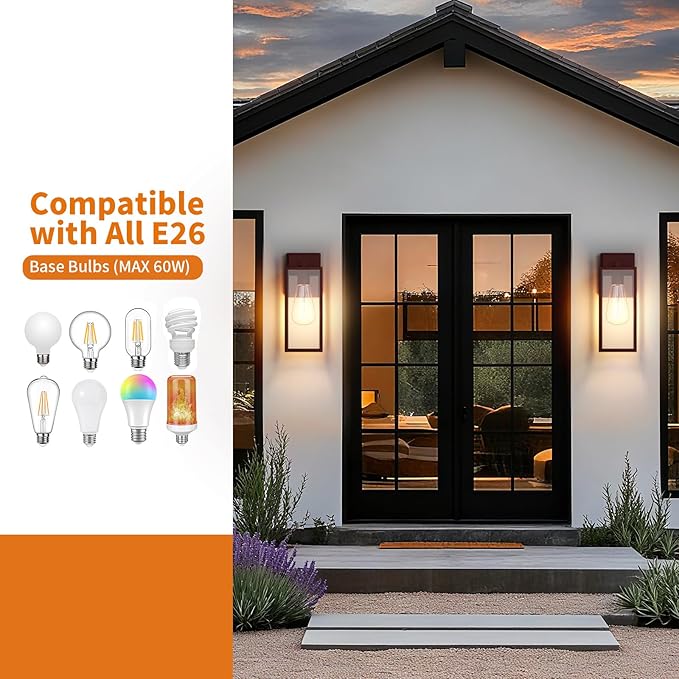 2 Pack 15'' Oil Rubbed Bronze Outdoor Front Porch Lights for Outside Large Exterior Lighting Fixtures Wall Mount for House Wall Sconce Lamp Waterproof Lantern Coach Lights for Garage