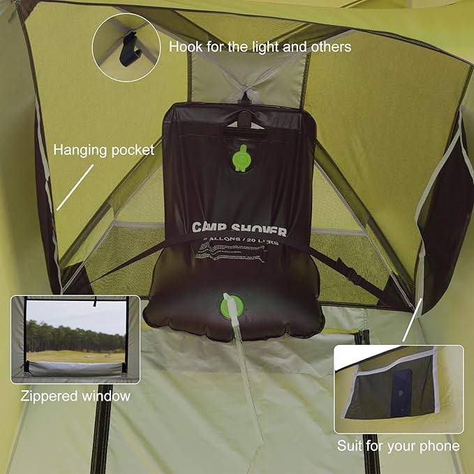 Vidalido Outdoor Camping Shower Tent Easy Setup Privacy Tent Changing Room Portable Camp Shower Tents for Camping with Floor Waterproof Privacy Shelters Camping Toilet Tent