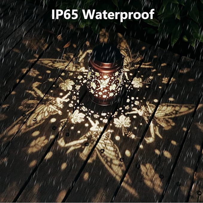 Solar Fairy Lanterns Outdoor Hanging Maple Leaf Decor LanternWaterproof Hollow Out Metal Decorative Garden LightGraceful Decoration for PatioYardLandscapeWalkwayFestival