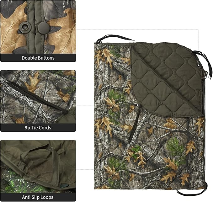 LOOGU Camo Blanket Waterproof Insulation Poncho Liner for Outdoor Camping Hiking Hunting Survival Backpacking Picnicking