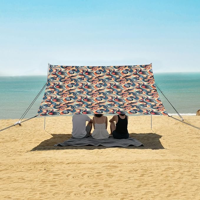 ALAZA Coil Bubble Beach Tent Sun Shelter UPF50+ Protection Beach Shade Canopy w/ 4 Sandbags for Outdoor Camping Fishing Backyard Fun Picnic 10x9 ft