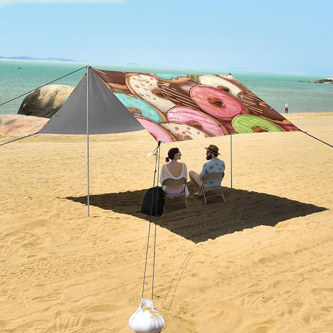 Doughnut DessertCamping Sun Shelters 9.2 x 10.5 FT Beach Canopy Tent Sun Shade with Carrying Bag for Camping Trips Fishing Backyard Fun or Picnics 21340214