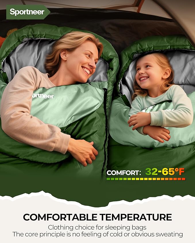 Sportneer Sleeping Bag for Adults &amp Kids Cold Weather &amp Warm Waterproof Camping Sleeping Bag Compact Portable for Camping Hiking &amp Travel