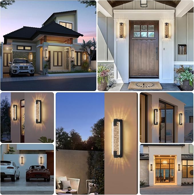 camuucci Dusk to Dawn Outdoor Light19.7 Inches LED Porch Lights Outdoor Waterproof Modern Outside Sconce Wall Mount for Doorway Hallway Porch Patio Yard Doorway Black