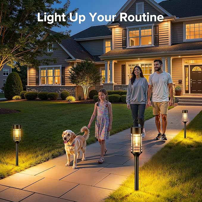LETMY Solar Pathway Lights Outdoor 4 Pack Solar Lights Outdoor Waterproof IP65 Bright Garden Light for Yard Walkway Driveway Landscape Garden Decor