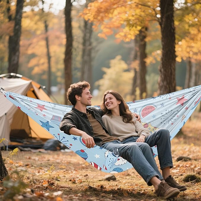 Burbuja USA Items Camping Hammock 330 lb Hammock with Tree Straps &amp Attached Carry Bag &amp Side Pocket for Camping Beach Backpacking Backyard Travel