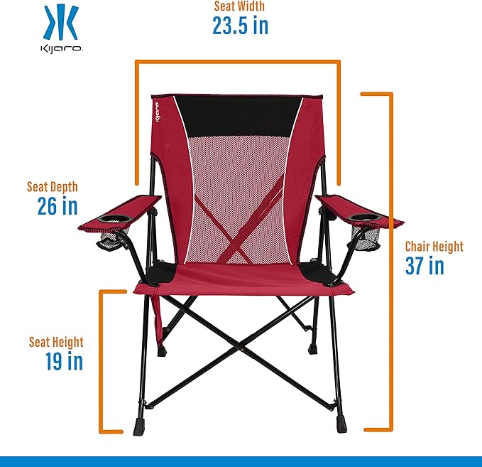 Kijaro Dual Lock Portable Camping Chairs - Versatile Folding Chair Sports Chair Outdoor Chair &amp Lawn Chair - Dual Lock Feature Red Rock Canyon