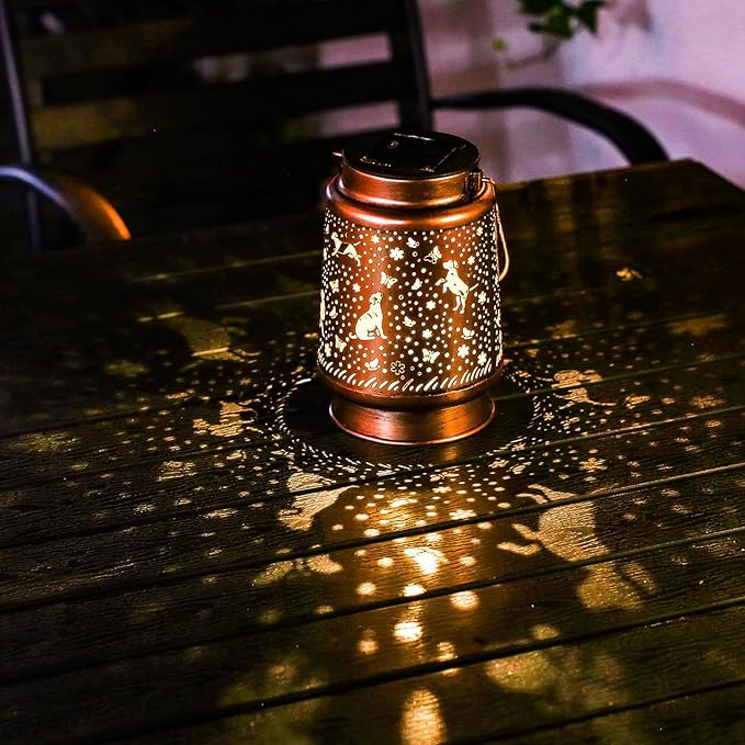 Dog Solar Lanterns Outdoor Waterproof Hanging Solar Lights Dog Gifts for Women Men Metal Decorative LED Lanterns for Yard Patio Lawn Tabletop Pathway Landscape Garden Decor Dog Lovers Gifts