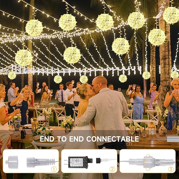 Christmas String Lights Outdoors4 Pack 7.98 Sphere Ball Tree Garden Globe Lights for Home Party Christmas Porch PatioWedding GardenTree Decoration with Memory Function Plug