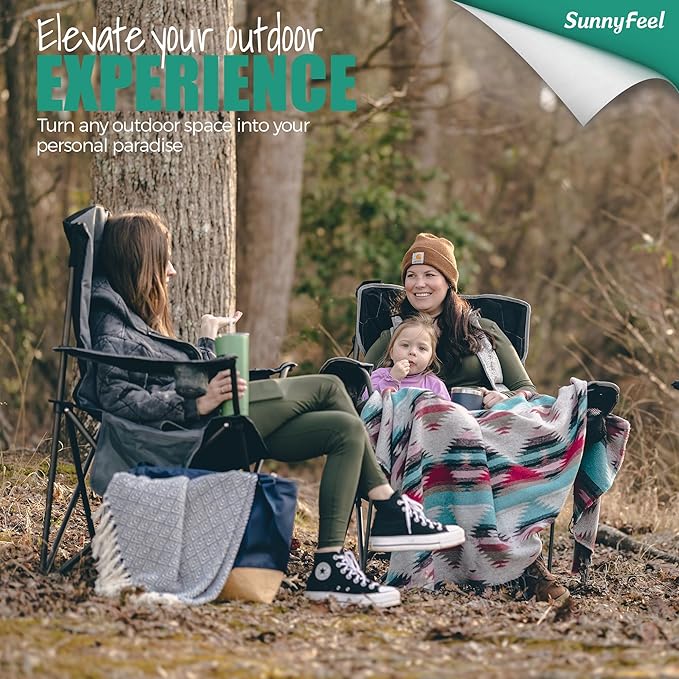 SUNNYFEEL XXL Oversized Camping Chair Heavy Duty 500 LBS for Big Tall People Above 6'4 Padded Portable Folding Sports Lawn Chairs with Armrest Cup Holder &amp Pocket for Outdoor/Travel/Picnic/Camp