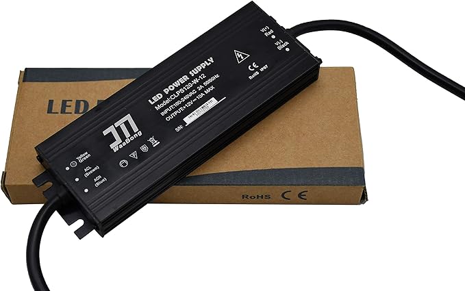 Power Supply 12VDC 10A 120W Waterproof IP67 Outdoor Aluminum 18mm Slim 110V 120V 12V Converter Constant Voltage for DC 12Volt LED Strip Lights Signs (CLPS120-W-12)