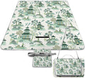 Blue and White Ancient Chinese Folk Chinoiserie Style Waterproof Outdoor Picnic Blanket Sandproof Beach Mat for Camping Hiking Grass Travelling