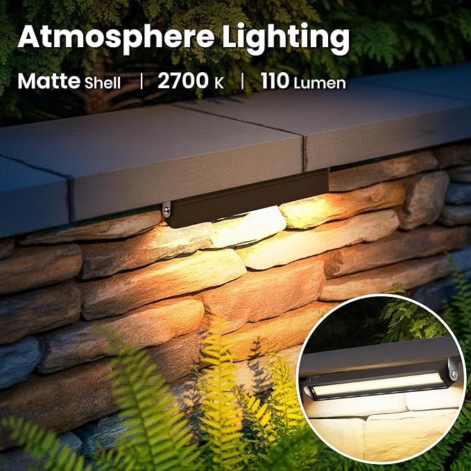Retaining Wall Lights 7 Inch LED Hardscape Lighting Waterproof 12V Low Voltage Landscape Lighting Outdoor Step Lights for Patio Stairs Deck 2700K 270° Rotate 12 Pack