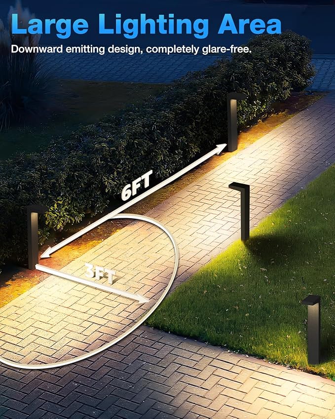 SUNVIE Low Voltage Pathway Lights Wired 3000K 5W LED Outdoor Landscape Lighting with Connectors Cast-Aluminum Waterproof Landscape Path Lights Low Voltage for Garden Walkway 12-24V AC/DC 4 Pack