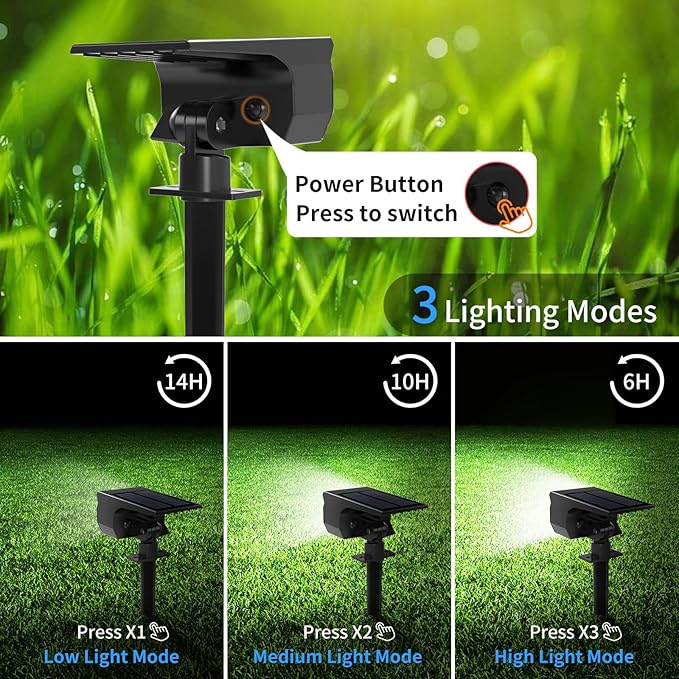 Solar Spot Lights Outdoor 6 Pack [46 LED/3 Modes] Solar Landscape Spotlights Waterproof 2-in-1 Auto On/Off Solar Powered Lights for Outside Yard Garden Wall Pathway(Cool White)