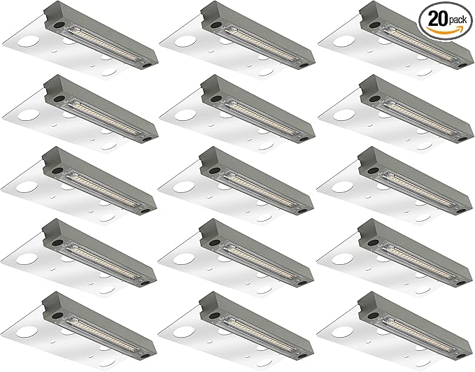 GKOLED 20-Pack 6.8 Inches Low Voltage Hardscape Light 12V AC/DC Retaining Wall Lighting 4W 2700K Paver Wall Lights Outdoor Step Lights Die-cast Aluminum Housing Gray UL Listed