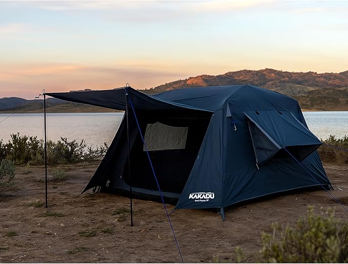 Kakadu Fast Frame Tent 3P 3 Person Camping Tent 1-Minute Setup Fast Frame Twin Hub Design w/Pre-Attached Poles Stargazing-Ready Weatherproof w/Awning Poles and Carry Bag