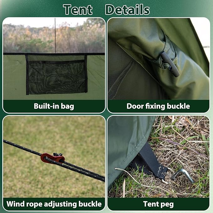 Inflatable Camping Tent with Hand Pump Waterproof Outdoor Blow up Tent 2-8 Person Oxford 4 Season Glamping Air Tent Cabin House with Mesh Windows &amp Door
