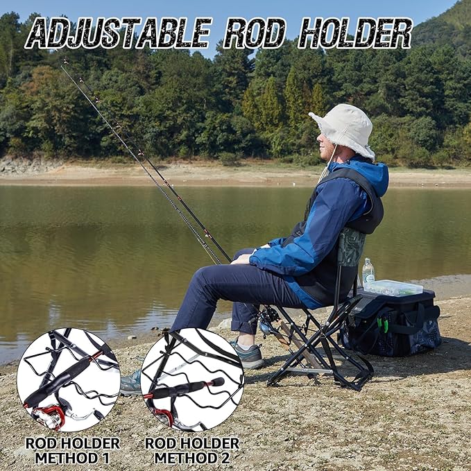 X Strike Portable Fishing Chairs Outdoor Folding Stool for Adults Portable Camping Chair for Ice FishingHuntingLawnPatioGarden300LBS.