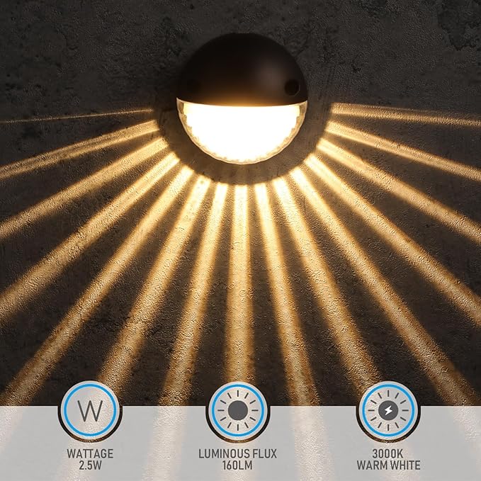 LEONLITE Unique Rays LED Low Voltage Deck Lights Outdoor 12V Landscape Step Railing Fence Light Aluminum 3000K Warm White IP65 Landscape Deck Light for Backyard Oil Rubbed Bronze Pack of 6