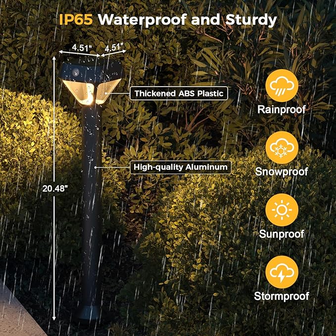 XMCOSY+ Smart Solar Pathway Lights Bluetooth APP Control with Motion Sensor 150LM RGBCW Color Changing Landscape Lighting for Yard Garage Garden Lawn IP65 Waterproof 4 Pack