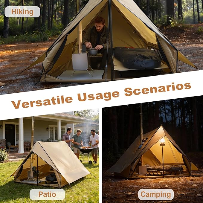 Hot Tent with Stove Jack 4-Season Waterproof Chalet Tent Easy Setup Weather-Resistant Shelter for Winter Camping &amp Outdoor Adventures