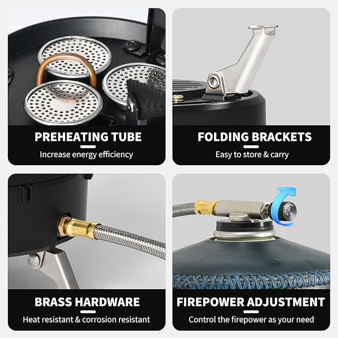 Naturehike Camping Gas Stove for IGT Table Portable Isobutane Stove with Storage Bag &amp Foldable Brackets 3 Burners Camp Stove for Outdoor Car Camping Cooking Tailgating