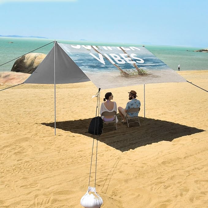 Bolaz Beach Canopy Tent Sun Shade9'×10.5' Large Family Beach Shade UPF50+- Outdoor Shade for Camping Trips FishingWatercolor Beach Summer Vibes2