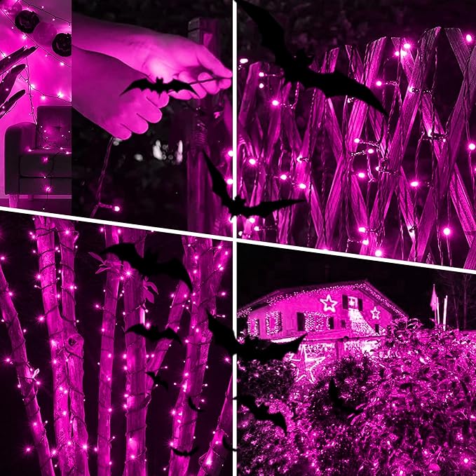 kemooie 500 LED Pink Valentines Day Lights164 FT String Lights Outdoor Plug in Waterproof with 8 Twinkle Modes for Indoor Outdoor Bedroom Yard Wedding Valentines Day Decoration