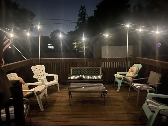 Brightech Ambience Pro 27 Ft Solar Powered String Lights - Commercial Grade Waterproof Patio Lights with Edison Bulbs - Shatterproof LED Solar Outdoor String Lights - 1W LED Soft White 12 Bulbs