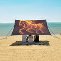 ALAZA Red Running Horse Flame Beach Tent Sun Shelter UPF50+ Protection Beach Shade Canopy w/ 4 Sandbags for Outdoor Camping Fishing Backyard Fun Picnic 10x9 ft