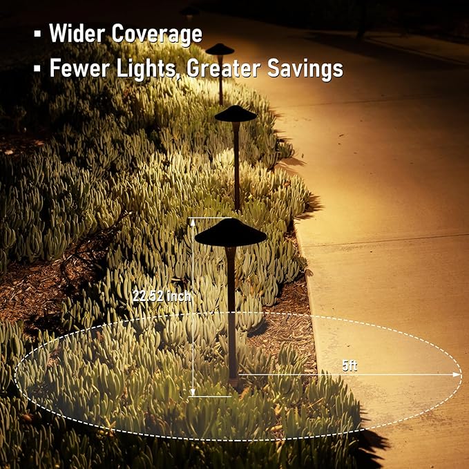 LEONLITE Update 5CCT Low Voltage Pathway Lights LED Landscape Path Lights 1800/2700/3000/4000/5000K Saucer Head 12-24V AC/DC IP65 Outdoor Walkway Light Oil Rubbed Bronze Aluminum Pack of 6