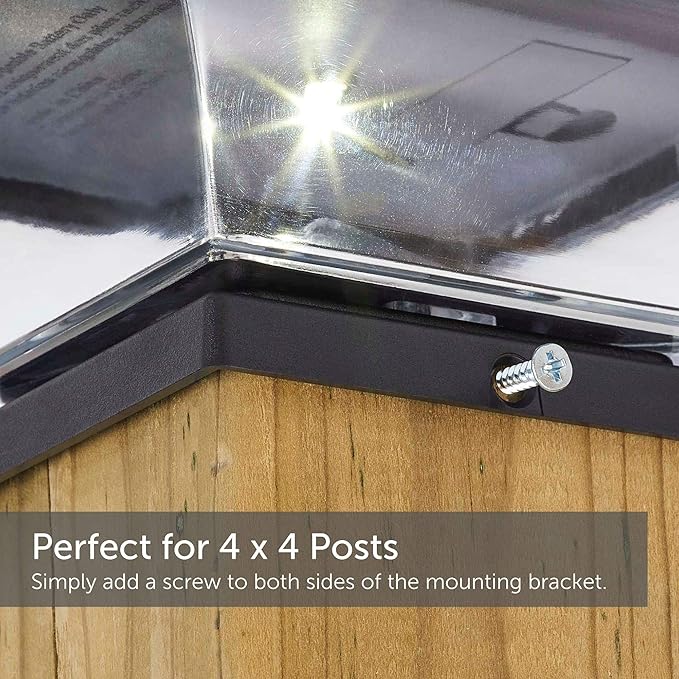 Solar Post Lights | Automatic ON/Off Waterproof Outdoor Cap Lights for 4 x 4 Wooden Post | Cool White 8-Pack (Brown)