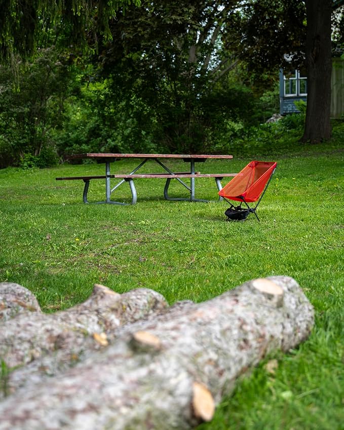 570g Ultralight Folding Camping Chair – Lightweight Aluminum Alloy Moon Chair Portable Backpacking Chair for HikingPicnicFishingRV BalconyPatioIndoor &amp Outdoor Use (Red)