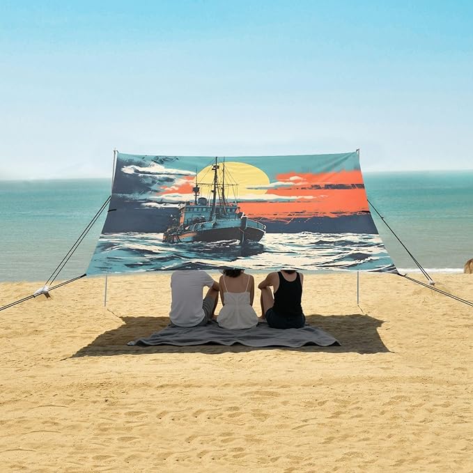 Camping Sun Shelters Ship Sailing in The Sunset Beach Canopy 126 * 110.2in