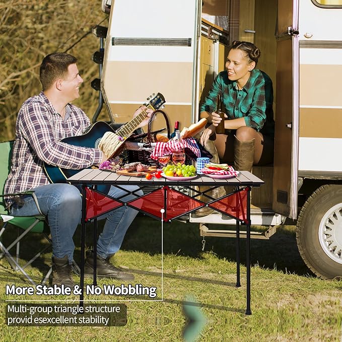 SHANQUAN Camping Table Roll up Table Fold up Lightweight Compact 2-4 Person Portable Adjustable Height Roll up Aluminum Table with Carry Bag for Outdoor Camping Picnic Backyards BBQ
