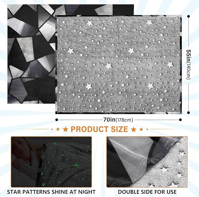 Cute Blanket Stained Glass Gray Black Classical Teen Throw Blanket 50'' x 70''