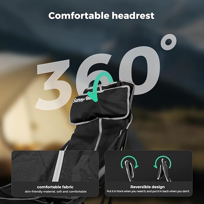 SUNNYFEEL High Back Camping Chair for Adults 2 Pack Lightweight Camping Chair Support 250 lbs Heavy Duty Folding Chair Design Portable &amp Collapsible Camping Chairs for Outdoor Camp Beach Picni
