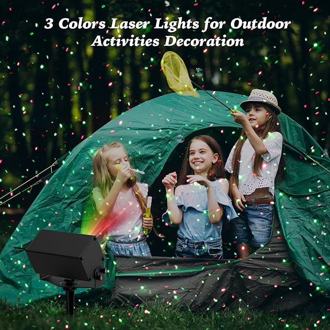Star Laser Light Projector Outdoor AIRIVO RGB 3 Colors 11 Lighting Effects Firefly Lights Projection Light Christmas Laser Lights with Remote Control Holiday Decor for Garden Trees HomeLandscape